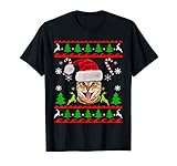 Photo Gallery ugly christmas design cat face in cappello di babbo natale maglietta Photo Gallery ugly christmas design cat face in cappello di babbo natale maglietta