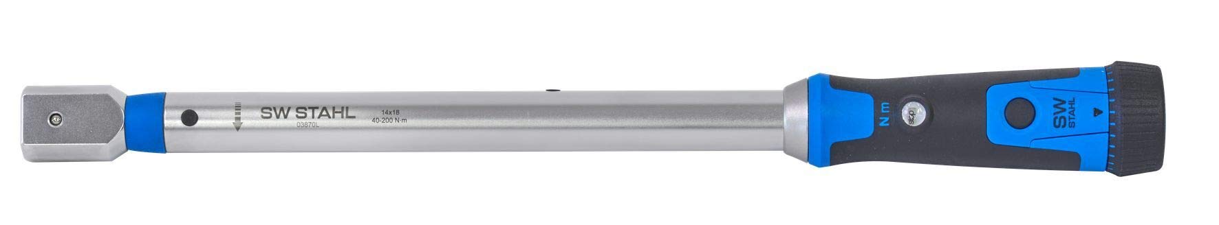 SW-Stahl 03870L Profesjonalny Klucz Dynamometryczny 40-200 Nm - 14 x 18 mm | Narzędzie do wymiany kół i opon z certyfikatem kalibracji, blokadą i dokładnością 4%, idealne do warsztatu.