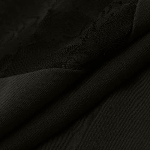 Black Casual Tees For Girls Short Sleeve Boat Neck Lace Oversized Plain Patchwork High Low Top Tee Womens 2023 59 Xxl #TOP7