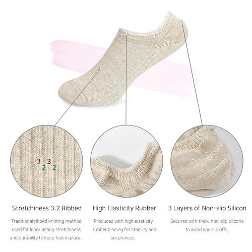 7DaysSocks Women's Men's No Show Non Slip Odor-Free Fragrant Ribbed Cotton Socks 4 Pair Set4