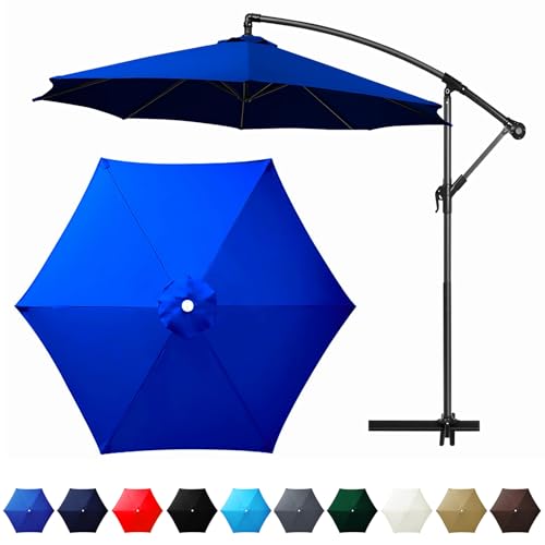 GLDDFDG 9Ft 6 Ribs Patio Umbrella Replacement Canopy (Canopy only), Canopy Replacement UV Protection Waterproof Outdoor Table Market Yard Umbrella Top Outdoor Umbrella Canopy,Blue,9FT by GLDDFDG - Used condition - US$25.26