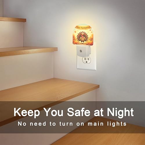 Image of Thanksgiving Turkey Night Light Plug into Wall, Fall Autumn Pumpkins Harvest Dusk to Dawn Night Light,0.5w Energy Saving Sleep Friendly Nightlights for Kids Boys Girls Home Decor