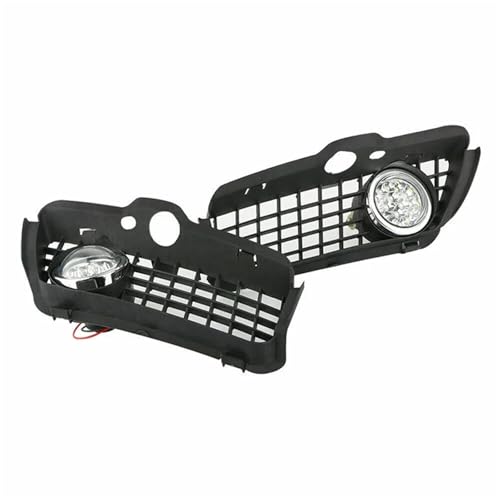 PJDCMF 1Pair Car Front Bumper LED Fog Lamp Grille Cover Compatible Compatible For VW Golf Jetta MK3 Cabrio 1993-1998 White Drl Driving LED Fog Light