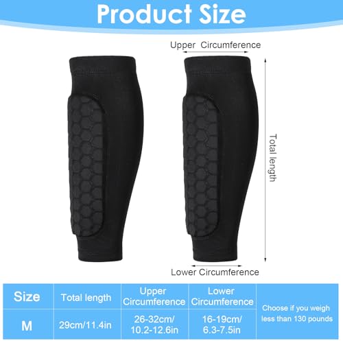 WJIAAA Shin Defender, 1 Pairs Soccer Shin Guards for Youth & Adults, Calf Compression Sleeves with Honeycomb Pads, Breathable Nylon Spandex(M)