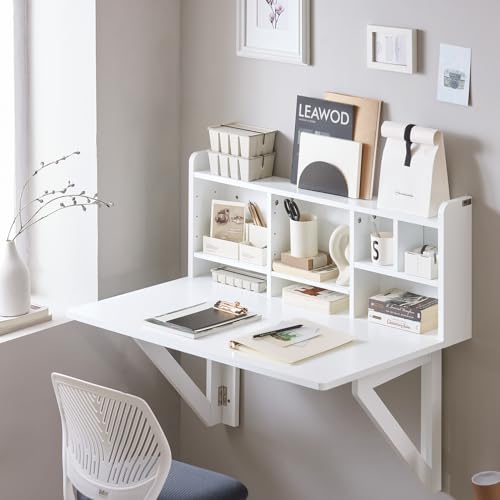 Table Murale Pliable SoBuy Avec Mémo Board - Bureau Rabattable Pour Cuisine, Salon - Blanc 50x75 Cm