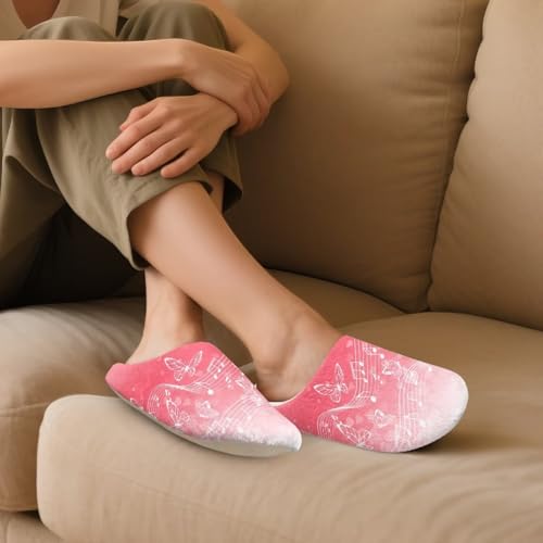 Jeiento Slippers for Women Warm Memory Foam Comfy Spa Slipper Indoor Outdoor ShoesMusic Note Pattern House Slippers with Anti Skid Sole3