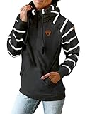 Eigenschaften: Fashion und Coole Druck Hoodies, Weiter Stehkragen mit Kordel. Damen Gestreift Pulli Sweatshirts Hoodie Sport Langarm Reißverschluss Pullover Outerwear.