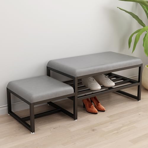 Banc de rangement pour chaussures compact idéal pour optimiser l'espace d'une petite entrée