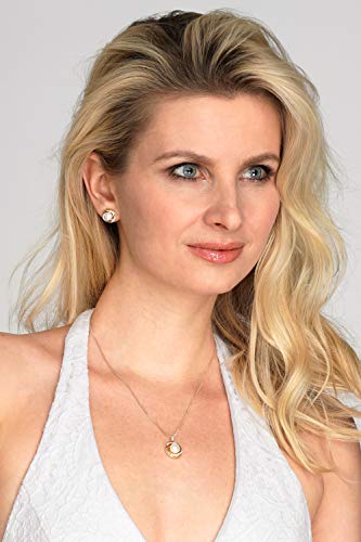 Mariell Freshwater Pearl Button Wedding Necklace And Earrings Gold Jewelry Set For Bridesmaids & Brides #TOP1