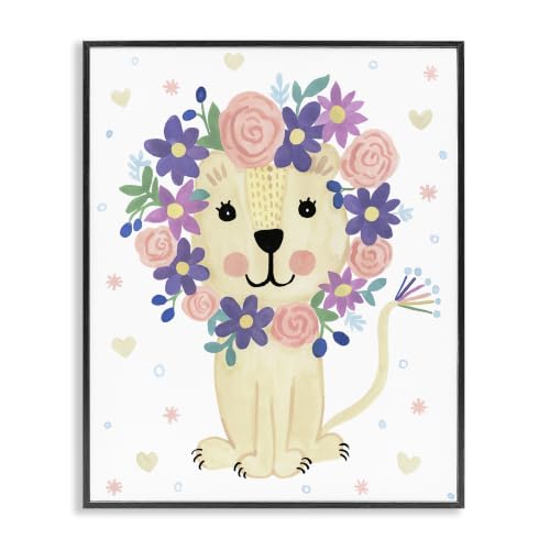 'Quirky Pink Purple Floral Lion Mane Heart'| Framed Giclee Art