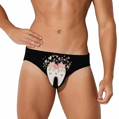 Dentist Dental Hygienist Tooth Flower Mens Swim Briefs Sexy Bikini Swimwear Bathing Suits Trunks