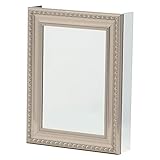 Pegasus 20-inch x 26-inch Recessed or Surface Mount Mirrored Medicine Cabinet with Deco Framed Door in Brushed Nickel (5.5 x 26 x 20)