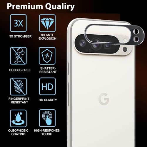 Image of PreCure Camera Lens Protector for Google Pixel 10 Pro XL - 9H Tempered Glass, Ultra HD Clarity, Anti-Scratch Rear Camera Guard, Case Friendly Lens Film