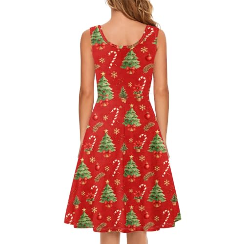 Image of TOADDITDO Women's Sleeveless O Neck Beach A-Line Party Coctail Tank Dresses Flared Sundress