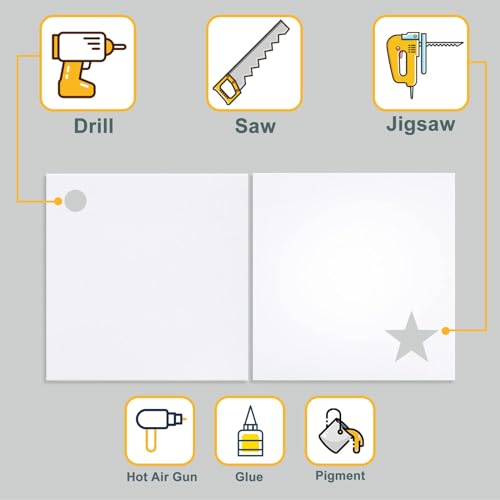 Image of Plastic Sheet 12 inch x 24 inch x 0.06 inch, White PVC Board Flexible Moldable Impact Strength and High Tensile 1 /16 inch Thick (1.5mm) for Crafts Materials Home Decor and Handicrafts, Abs Plastic Sheets 6 Pack