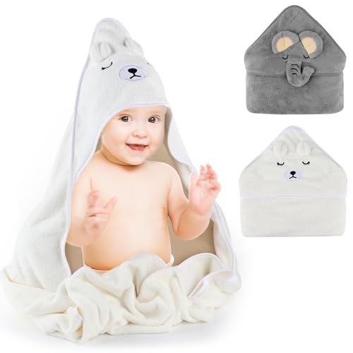 Baby Kapuzenhandtuch 80x80cm - Niedliches Badetuch Mit Tierohren