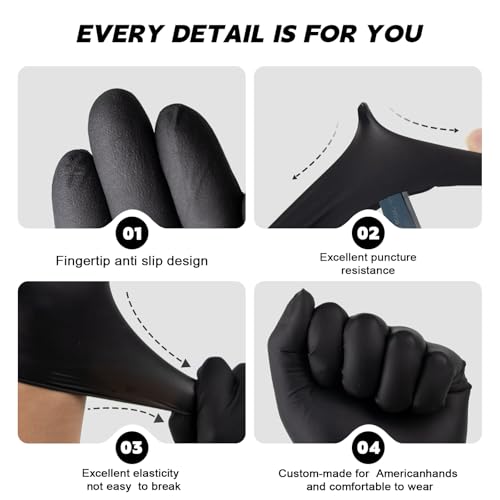 Image of FINITEX Nitrile Disposable Gloves-Black, 5mil, 100PCS S and Black, 3.5mil, 100pcs S