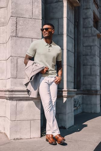 PJ PAUL JONES Mens Knit Polo Shirts Short Sleeve Textured Polo Shirts Sretchy Regular Fit4