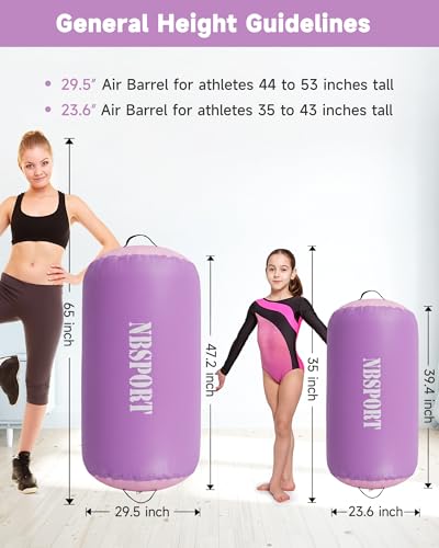 Image of Air Barrel - Air Roller Gymnastics Barrel for Back Handspring Trainer, Air Tumble Mat with Pump for Gym Training /Yoga Balance Exercise /Cheerleading /Home and Outdoor Use