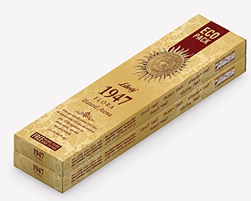 LIBERTY 1947 Flora Fragrance Aroma Sticks | Low Smoke Incense Sticks | Charcoal Free Agarbathi Eco-Pack - Pack of 2 (80gm Per Pack)