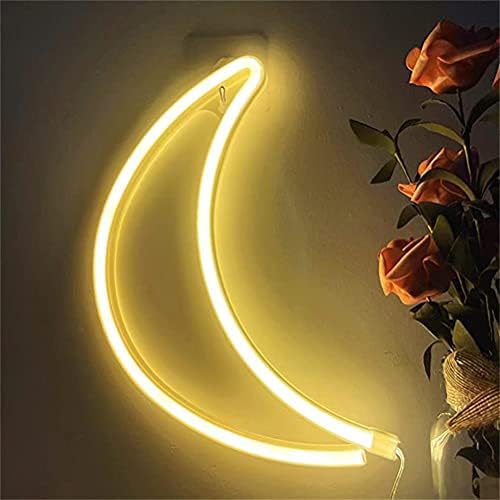 Nordstylee Neon Moon Light Signs,Led Moon Night Lights for Kid's Gift, Wall, Birthday Party, Christmas, Wedding Decoration(Warm White)