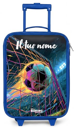 NoBoringSuitcases.com® Valigia Blu Per Bambini Personalizzato Con Un Nome 48x31x19
