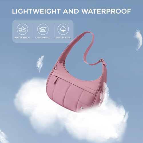 POIUGOYA Nylon Quilted Crescent Shoulder Bag for Women, Triple Zip Pockets - image 4