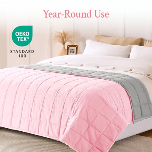 Image of Topblan Weighted Blanket for Adults 20lbs, Soft Cooling Breathable Weighted Throw for Sleeping, Machine Washable Heavy Blanket with Glass Beads for Summer, Sofa Bed, 60 inchx80 inch Queen Size