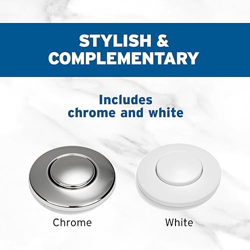 InSinkErator Garbage Disposal Air Switch Kit, Dual Outlet Sink Top Switch Button for All InSinkErator Food Waste Disposer Models, Chrome/White STS-OO