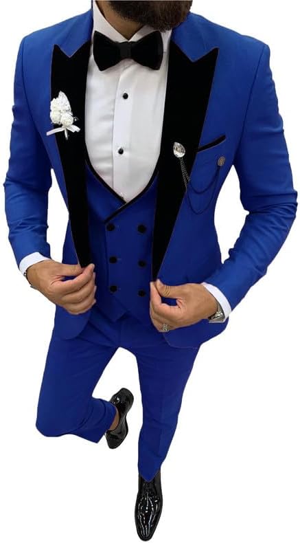 Prom Suits for Men 2026 Slim Fit Formal Suits for Men Velvet Lapel Wedding Dress Jacket Set STXZ004