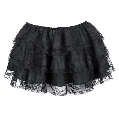 Women's Vintage Y2K Lace Mini Skirts Elastic Waist Ruffled Layered Skirt Patchwork Short Skirt for Casual Daily Dating