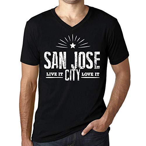 Homme Tee-Shirt Col V Live It Love It San Jose T-Shirt Graphique Éco-Responsable Vintage Cadeau Nouveauté Noir Profond L
