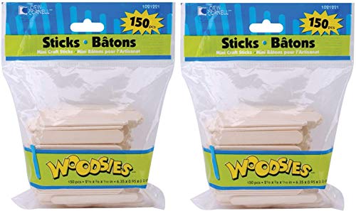 Loew Cornell 1021221 Woodsies Craft Sticks, Minis, 150-Piece 2 Pack (Total 300 Pcs)
