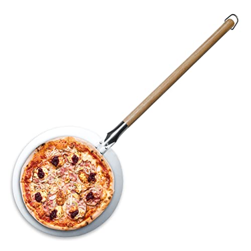 MasterPRO Foodies - Pizza Four - Fabriqué avec en acier inoxydable - 30,5 cm de diamètre de diamètre et 87 cm de long - Effet en bois long - tête ronde