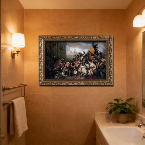 Toile Révolution belge Gustaf Wappers affiche historique cadre bois 61x91 cm - 6