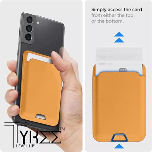 Image of Tykee Magsafe Wallet Vegan Leather Magnetic Card Holder - RFID Blocking for Samsung Galaxy All Series - Sunrise Yellow