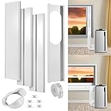 Upgrade Portable Air Conditioner Window Kit with 5.1'&5.9' Exhaust Hose Adapter, Adjustable Length 17-61 inches Universal Sliding AC Window Vent Kit Window Seal panel for Vertical & Horizontal Window