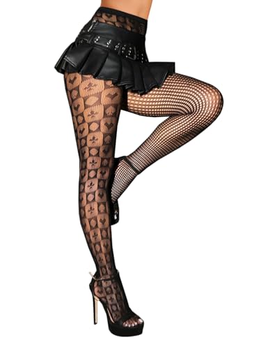 Image of Buitifo Women Sexy Tights Fishnet Patterned Stockings Sheer Socks | Y2K Ragged Pantyhose Hosiery Ripped Leggings One Size