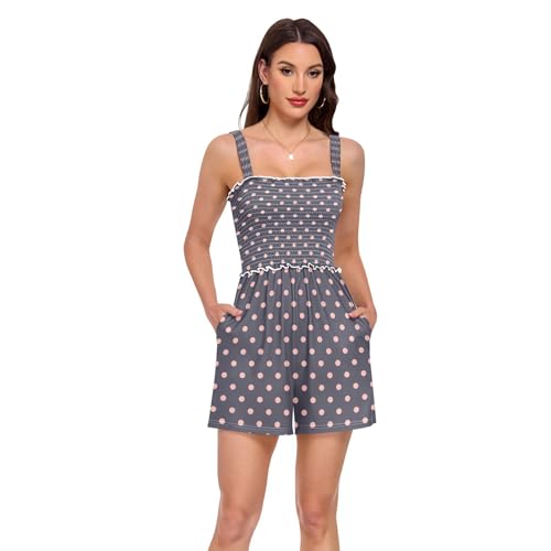 Tenue d'été pour vacances et plage : barboteuse fluide à pois bleus décontractée