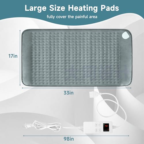 Image of Heating Pad for Mom Christma s Birthday Gifts, 17 inchx33 inch Large Heating Pads for Back Pain Period Cramps Relief & Relax, Moist /Dry Heat Pad 6 Heat Levels, 4 Timer Auto Shut Off
