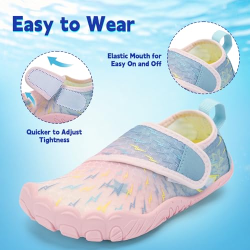 Image of Kids Water Shoes Boys Girls - Wide Toe Box Quick Dry Barefoot Shoes Breathable Non Slip Aqua Athletic Sneakers for Swim Beach Pool Kayak Hiking Sand Walking Travel Essentials (Little Kid /Big Kid)