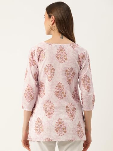 Image of feranoid Designer V-Neck Short Straight Kurti with 3Quarter Sleeves