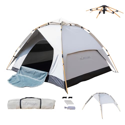 LEVSON Pop Up Tent 3 Man Waterproof Camping Tent with Screened Porch, 3 Person Dome Tent, 4 Season Outdoor Camping Tents Easy Setup for Backpacking & Hiking