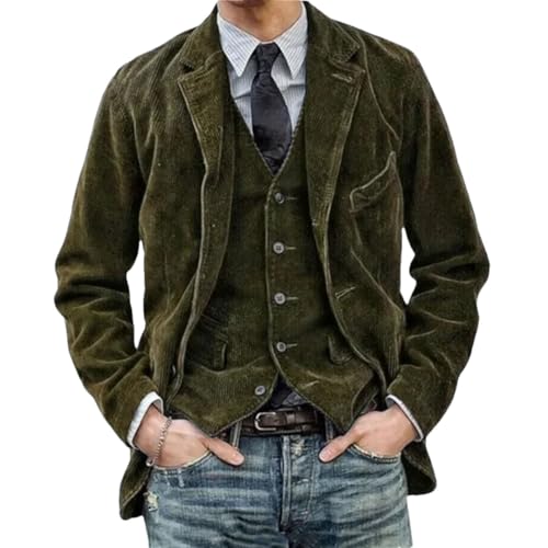 Men's Corduroy Jackets Solid Color Suit Collar Casual Single Breasted Turn-Down Collar Coats