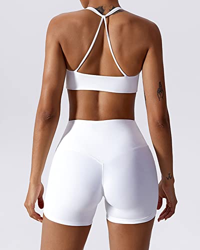Image of ABOCIW Sports Bras for Women Twist Criss-Cross Back Padded Workout Tank Tops Low Impact Gym Yoga Bra