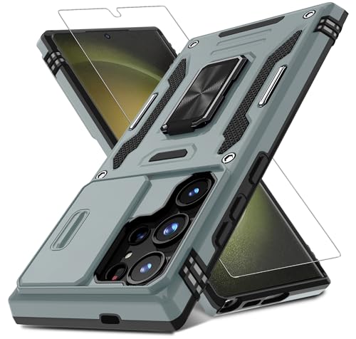 Coque Samsung S24 Ultra antichoc avec anneau rotatif et vitre écran incluse