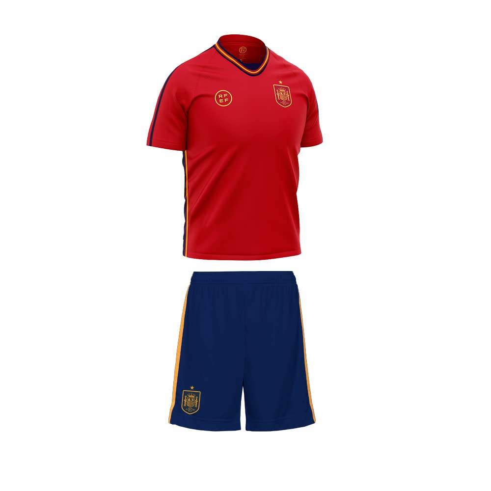 RFEF - Mini Kit Bebé Replica Oficial Selección Española de Fútbol | Primera Equipación España Mundial 2022 - Color Rojo | Talla 6 Meses