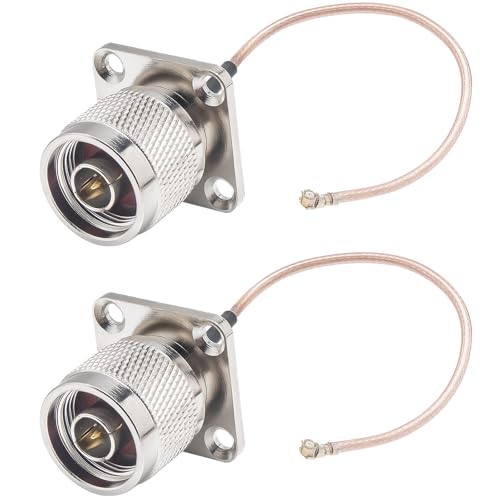 N Type Male Coaxial Cables U.FL to N Male RG178 N Type 4 Hole Flange Panel Coax Cable for T Mobile Router Mimo External Antenna Network Cards Wi-Fi WLAN Repeater Custom Meshtastic Nodes Pack of 2