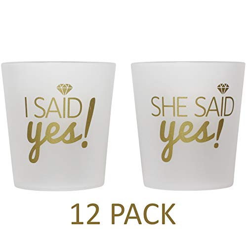 Bridal 2 oz. Shot Glasses 12 Cups Set - 1 “I Said Yes!”
