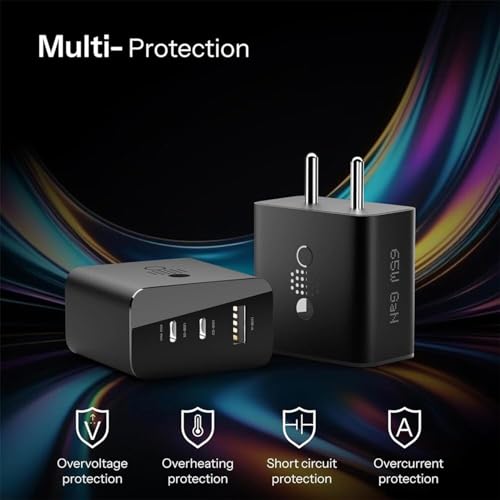 Image of Nothing 65W UltraFast Power Adapter with Dual Port Smart Rapid Charging Block High Efficiency Safe Protection Compact Travel Friendly Charger for Smartphones Tablets Laptops USB-C Devices (Black)
